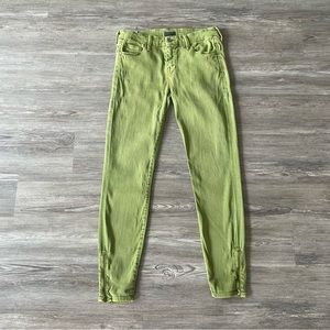 Mother The Looker Ankle Zip Pop Green Skinny Jean Pants